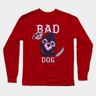 bad dog in balaclava meme Long Sleeve T-Shirt